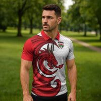 Wales Rugby Red Dragon Zipper Polo Shirt Cymru Am Byth - Wonder Print Shop