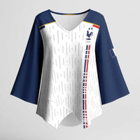 Custom World Football 2026 France Kimono Sleeve Blouse Allez Les Bleus - Wonder Print Shop