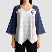 Custom World Football 2026 France Kimono Sleeve Blouse Allez Les Bleus - Wonder Print Shop