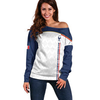 Custom World Football 2026 France Off Shoulder Sweater Allez Les Bleus - Wonder Print Shop