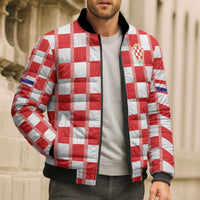 Custom World Football 2026 Croatia Bomber Puffer Jacket Vatreni Checkerboard Style - Wonder Print Shop