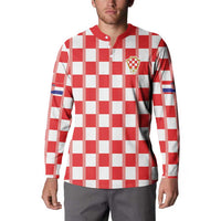 Custom World Football 2026 Croatia Button Sweatshirt Vatreni Checkerboard Style - Wonder Print Shop