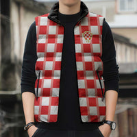 Custom World Football 2026 Croatia Sleeveless Puffer Jacket Vatreni Checkerboard Style - Wonder Print Shop