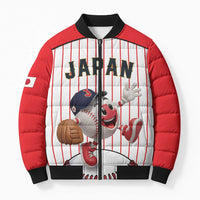 Japan Baseball Custom Bomber Puffer Jacket Japanese Flag Mascot Design