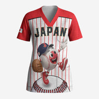 Japan Baseball Custom Scrub Top Japanese Flag Mascot Design
