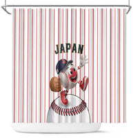 Japan Baseball Shower Curtain Japanese Flag Mascot Design