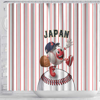 Japan Baseball Shower Curtain Japanese Flag Mascot Design