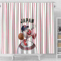 Japan Baseball Shower Curtain Japanese Flag Mascot Design