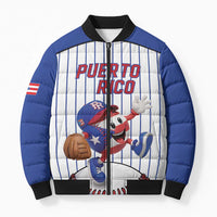 Puerto Rico Baseball Custom Bomber Puffer Jacket Puerto Rican Flag Mascot Design