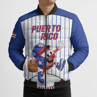 Puerto Rico Baseball Custom Bomber Puffer Jacket Puerto Rican Flag Mascot Design