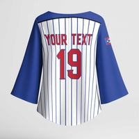 Puerto Rico Baseball Custom Kimono Sleeve Blouse Puerto Rican Flag Mascot Design