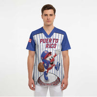 Puerto Rico Baseball Custom Scrub Top Puerto Rican Flag Mascot Design