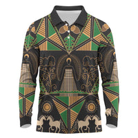Ukraine Pysanky Pattern Long Sleeve Polo Shirt Berehynia Guardian Folk Art