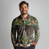 Ukraine Pysanky Pattern Long Sleeve Polo Shirt Berehynia Guardian Folk Art