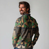 Ukraine Pysanky Pattern Long Sleeve Polo Shirt Berehynia Guardian Folk Art