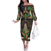 Ukraine Pysanky Pattern Off The Shoulder Long Sleeve Dress Berehynia Guardian Folk Art