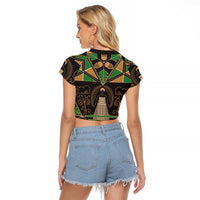 Ukraine Pysanky Pattern Raglan Cropped T Shirt Berehynia Guardian Folk Art