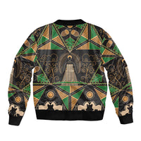 Ukraine Pysanky Pattern Sleeve Zip Bomber Jacket Berehynia Guardian Folk Art