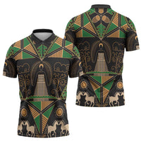 Ukraine Pysanky Pattern Zipper Polo Shirt Berehynia Guardian Folk Art