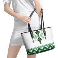 Ukraine Vyshyvanka Inspired Leather Tote Bag Ukrainian Traditional Folk Pattern