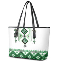 Ukraine Vyshyvanka Inspired Leather Tote Bag Ukrainian Traditional Folk Pattern