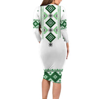 Ukraine Vyshyvanka Inspired Long Sleeve Bodycon Dress Ukrainian Traditional Folk Pattern