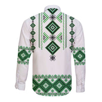Ukraine Vyshyvanka Inspired Long Sleeve Button Shirt Ukrainian Traditional Folk Pattern
