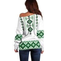 Ukraine Vyshyvanka Inspired Off Shoulder Sweater Ukrainian Traditional Folk Pattern