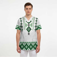 Ukraine Vyshyvanka Inspired Scrub Top Ukrainian Traditional Folk Pattern
