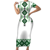 Ukraine Vyshyvanka Inspired Short Sleeve Bodycon Dress Ukrainian Traditional Folk Pattern