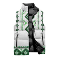 Ukraine Vyshyvanka Inspired Sleeveless Puffer Jacket Ukrainian Traditional Folk Pattern