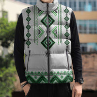 Ukraine Vyshyvanka Inspired Sleeveless Puffer Jacket Ukrainian Traditional Folk Pattern