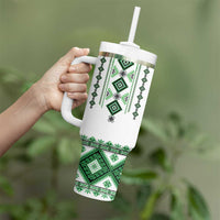 Ukraine Vyshyvanka Inspired Tumbler With Handle Ukrainian Traditional Folk Pattern