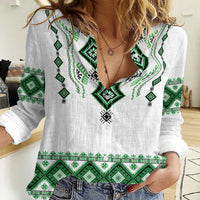 Ukraine Vyshyvanka Inspired Women Casual Shirt Ukrainian Traditional Folk Pattern