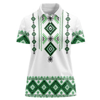 Ukraine Vyshyvanka Inspired Women Polo Shirt Ukrainian Traditional Folk Pattern