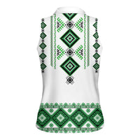 Ukraine Vyshyvanka Inspired Women Sleeveless Polo Shirt Ukrainian Traditional Folk Pattern