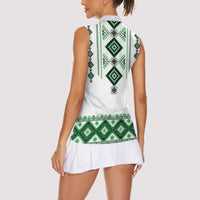 Ukraine Vyshyvanka Inspired Women Sleeveless Polo Shirt Ukrainian Traditional Folk Pattern