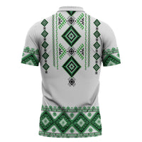 Ukraine Vyshyvanka Inspired Zipper Polo Shirt Ukrainian Traditional Folk Pattern