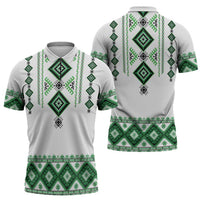 Ukraine Vyshyvanka Inspired Zipper Polo Shirt Ukrainian Traditional Folk Pattern