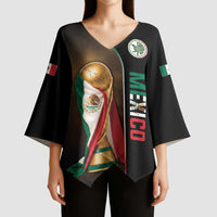 Personalized Mexico Football 2026 Kimono Sleeve Blouse Trophy Flag Pride Art
