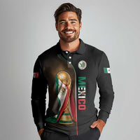 Personalized Mexico Football 2026 Long Sleeve Polo Shirt Trophy Flag Pride Art