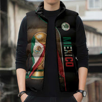 Personalized Mexico Football 2026 Sleeveless Puffer Jacket Trophy Flag Pride Art