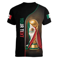 Personalized Mexico Football 2026 Women V-Neck T-Shirt Trophy Flag Pride Art