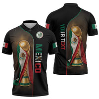 Personalized Mexico Football 2026 Zipper Polo Shirt Trophy Flag Pride Art