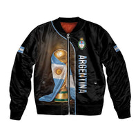 Personalized Argentina Football 2026 Sleeve Zip Bomber Jacket Trophy Flag Pride Art
