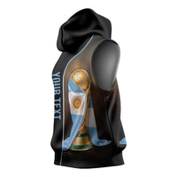 Personalized Argentina Football 2026 Sleeveless Hoodie Trophy Flag Pride Art