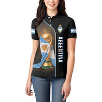Personalized Argentina Football 2026 Women Polo Shirt Trophy Flag Pride Art