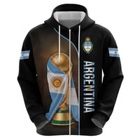 Personalized Argentina Football 2026 Zip Hoodie Trophy Flag Pride Art