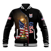 Personalized USA Football 2026 Baseball Jacket Trophy Flag Pride Art