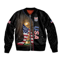 Personalized USA Football 2026 Bomber Jacket Trophy Flag Pride Art